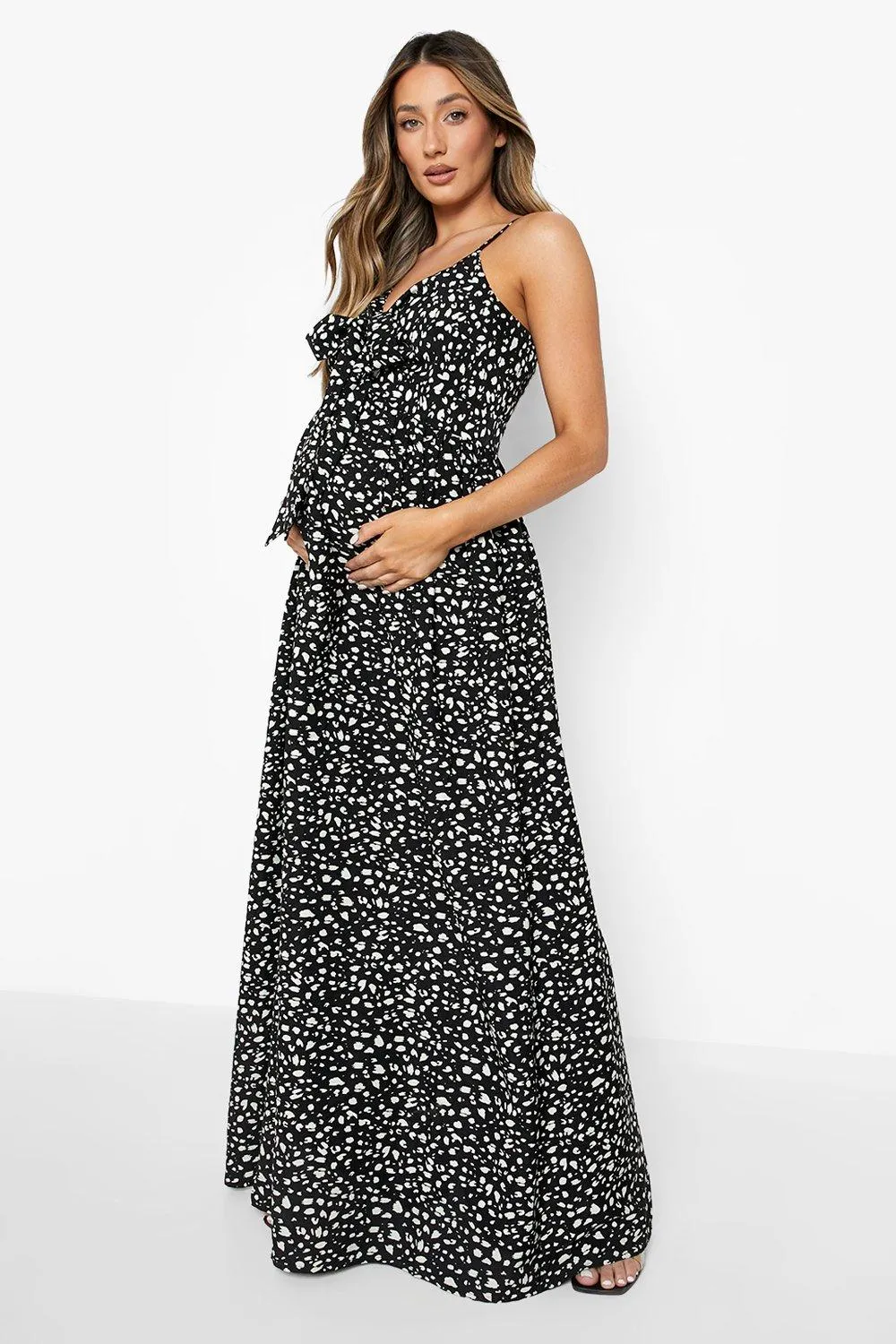 Maternity Spot Strappy Maxi Dress