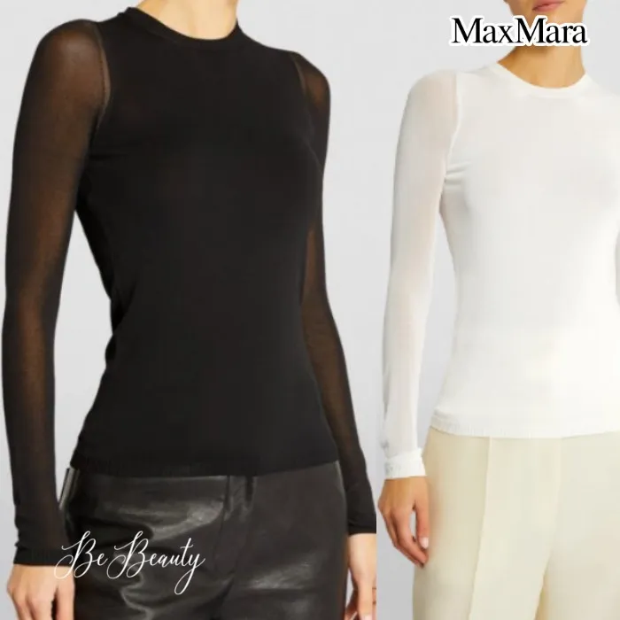 MaxMara  |Crew Neck Casual Style Unisex Long Sleeves Plain Party Style