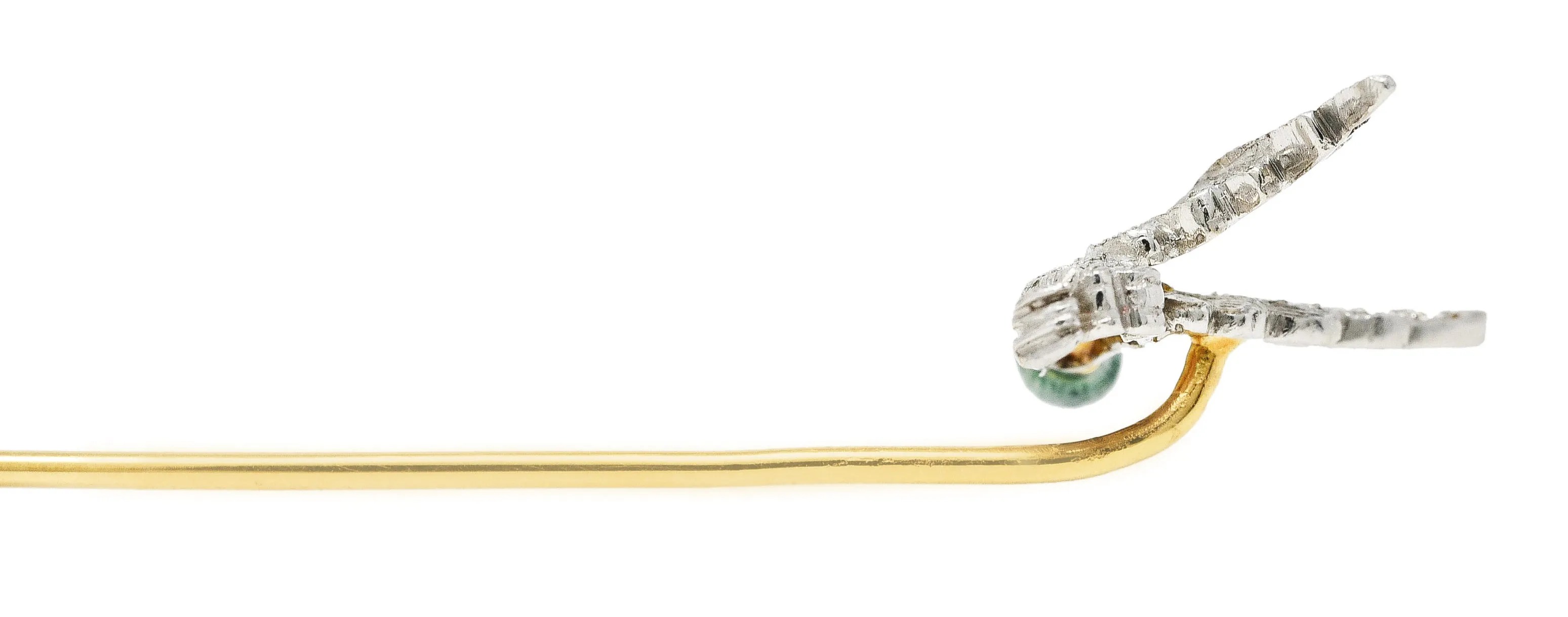 Mcteigue Vintage Diamond Enamel Platinum 18 Karat Gold Mallard Duck Stickpin