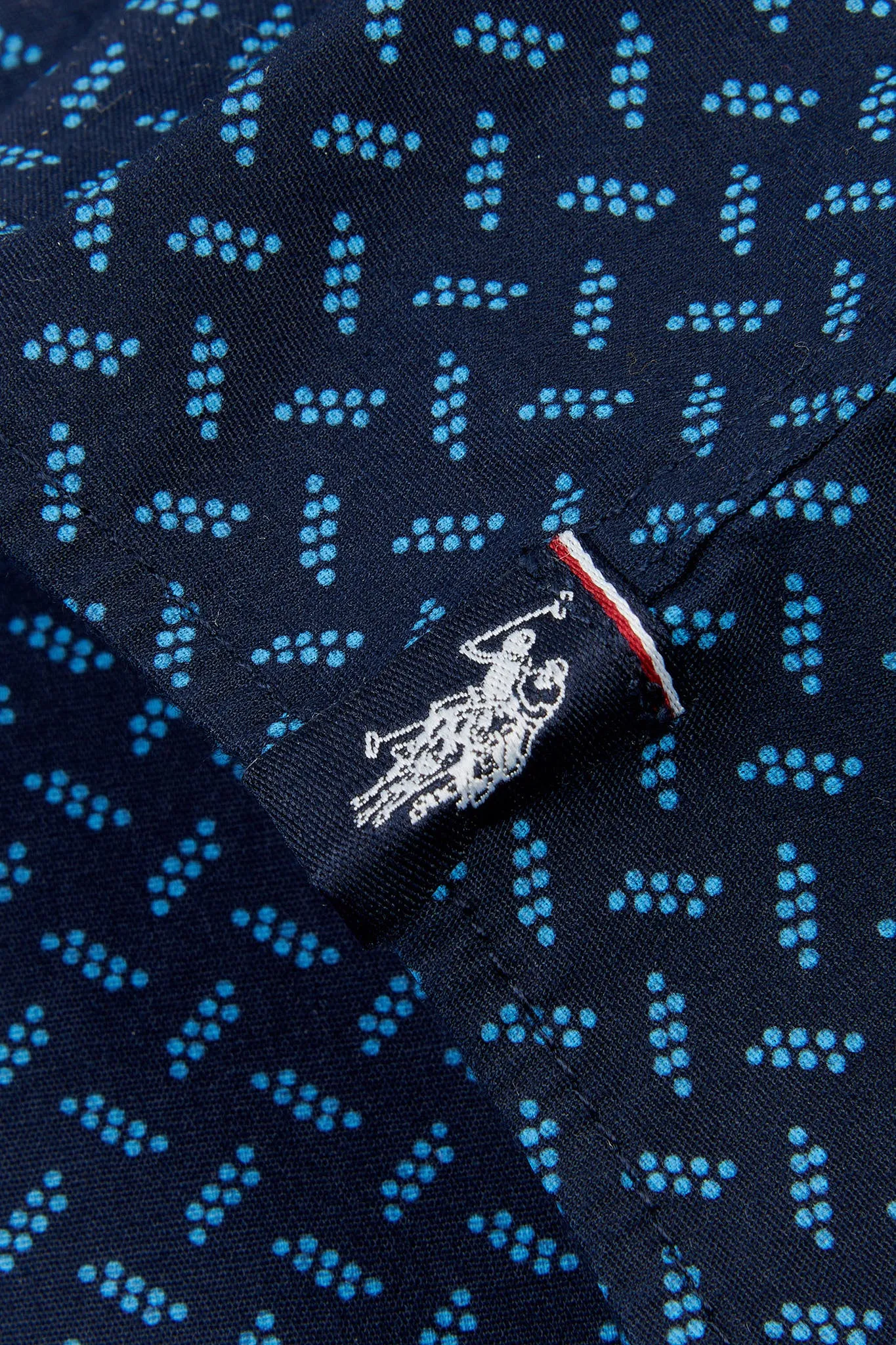 Mens Dash Spot Print Shirt in Navy Blue