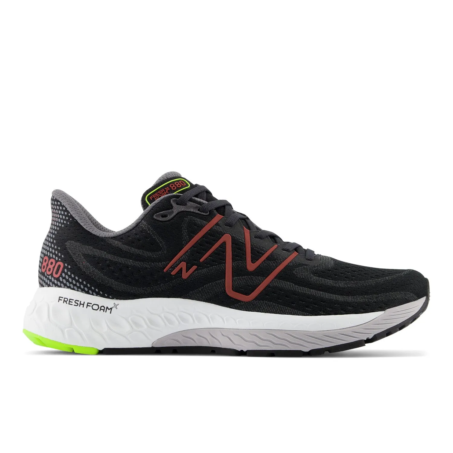 Men's New Balance Fresh Foam X 880v13 Color: Black with Brick Red