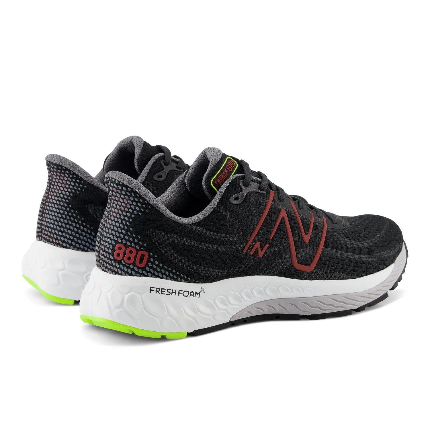 Men's New Balance Fresh Foam X 880v13 Color: Black with Brick Red