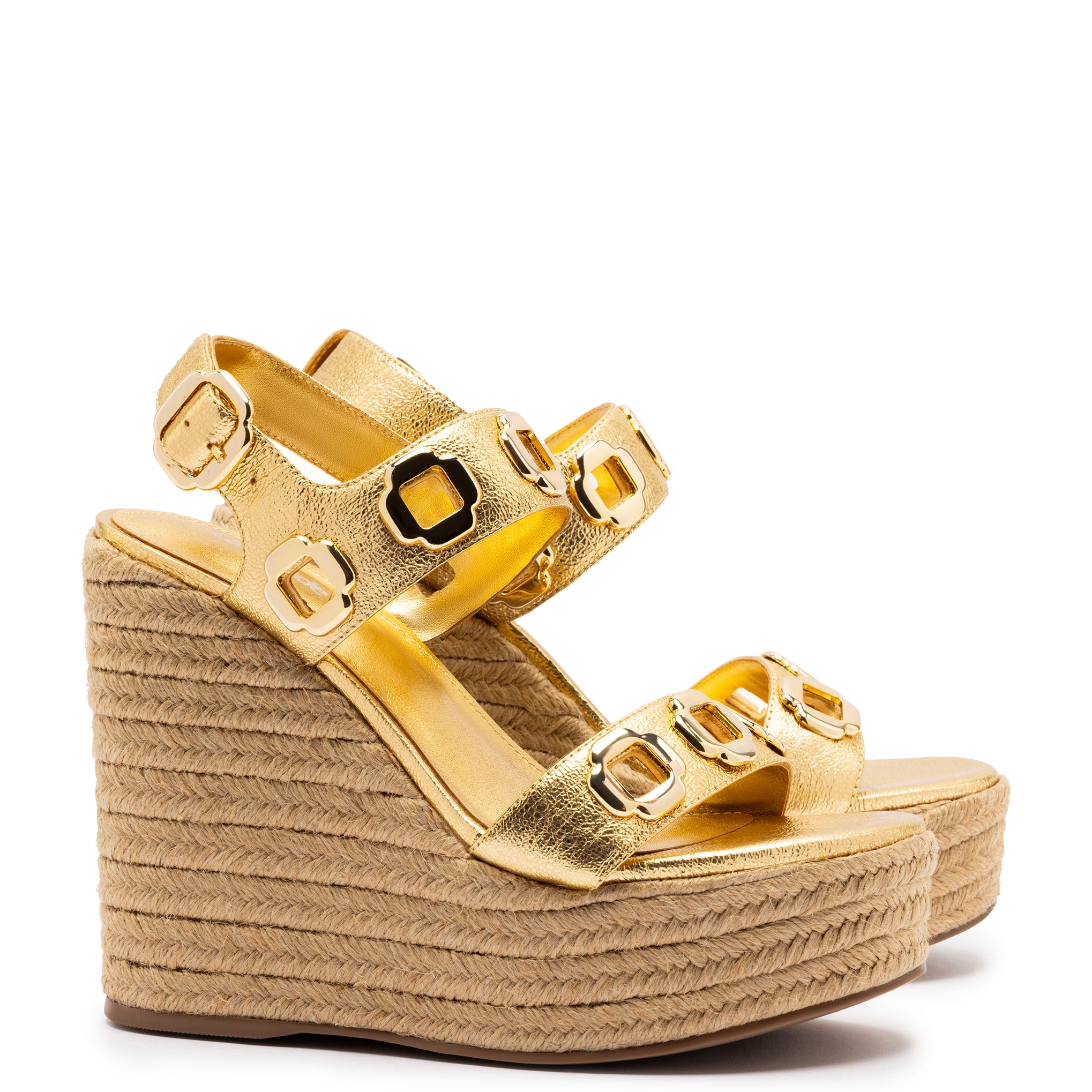 Milan Espadrille In Gold Metallic Leather