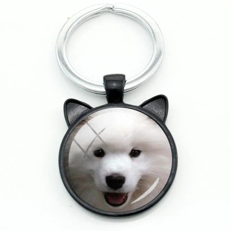 Mini Samoyed Yavrusu Scottish Terrier Schnauzer Shepherd Puppy Dog Keychain