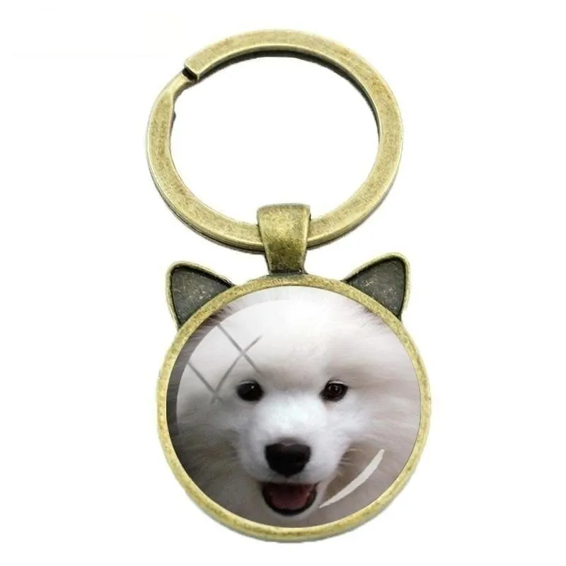 Mini Samoyed Yavrusu Scottish Terrier Schnauzer Shepherd Puppy Dog Keychain