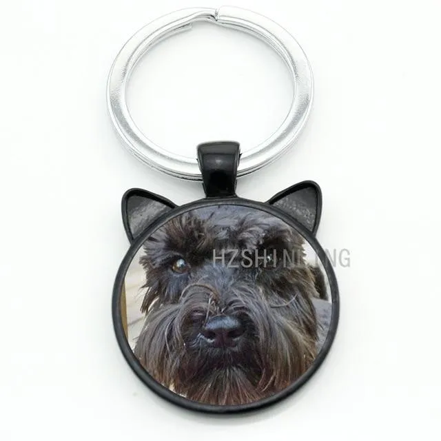 Mini Samoyed Yavrusu Scottish Terrier Schnauzer Shepherd Puppy Dog Keychain