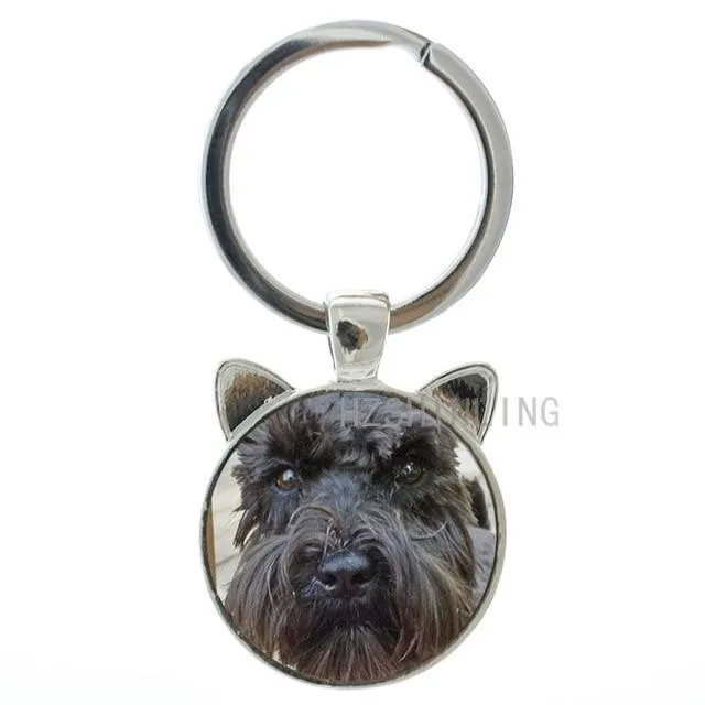 Mini Samoyed Yavrusu Scottish Terrier Schnauzer Shepherd Puppy Dog Keychain