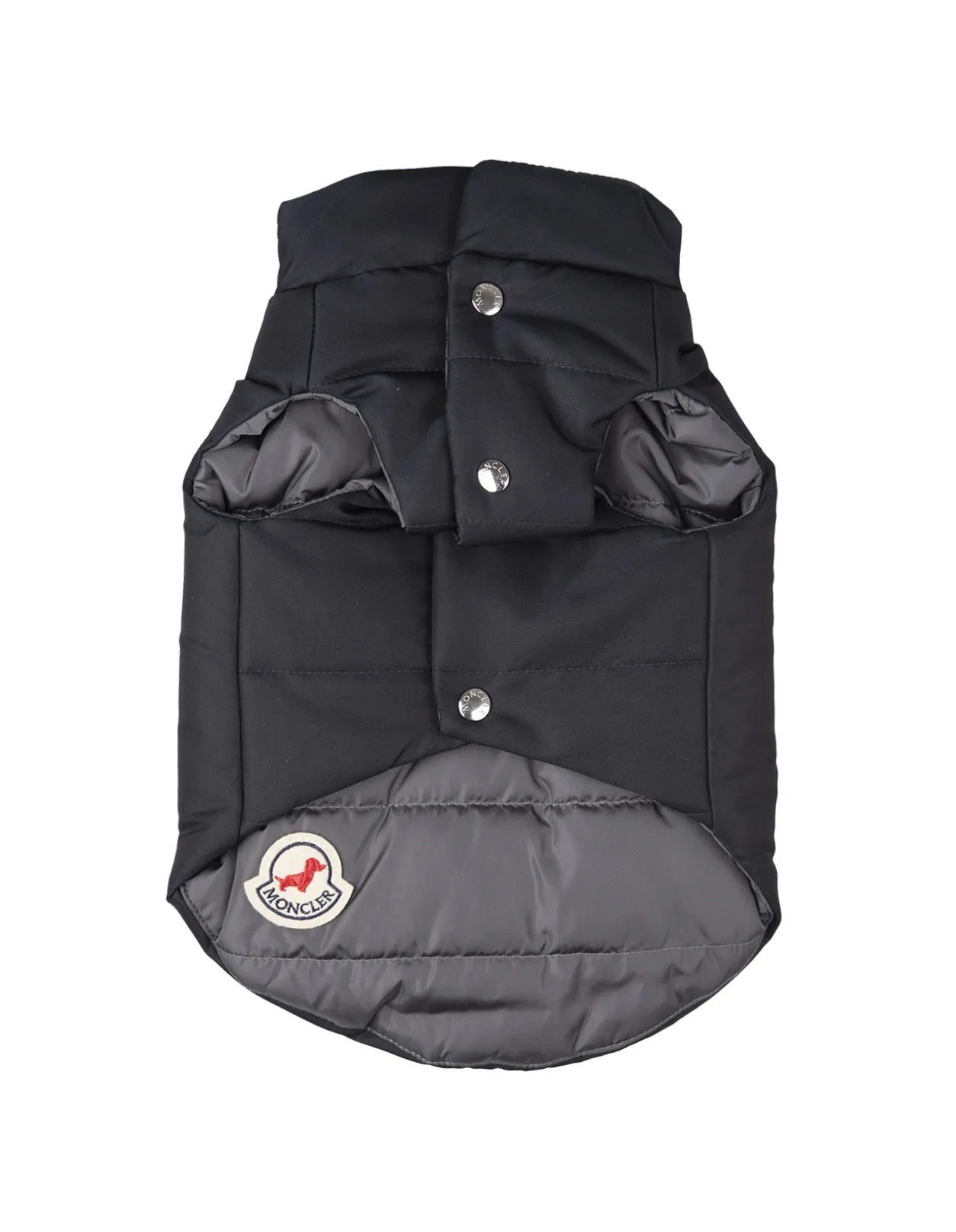 MONCLER Padded Gilet For Dogs In Blue And Grey With Logo Motif