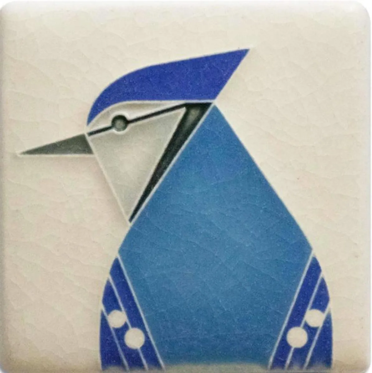 Motawi Tileworks - 3x 3 Tile - 'Blue Jay' (Bone) #3373