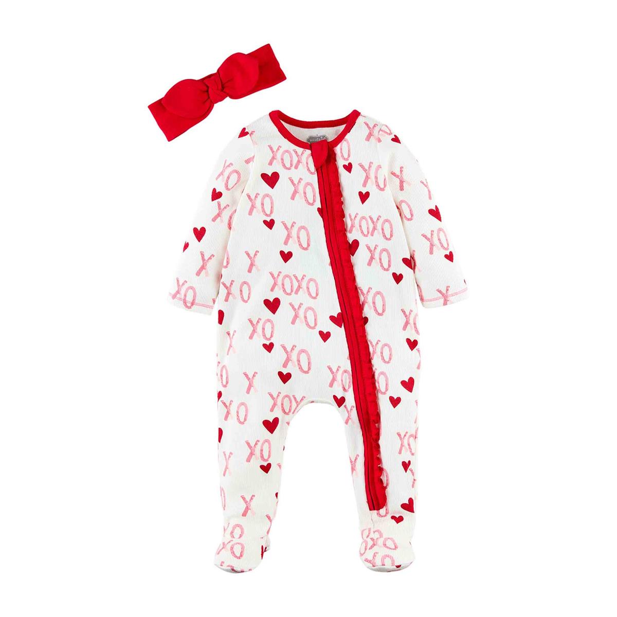 Mud Pie Pink XO Valentine's Day Sleeper & Headband Set