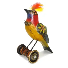 Mullanium Red Yellow Bird on Wheels Artists Jim Tori Mullan Steampunk Handmade