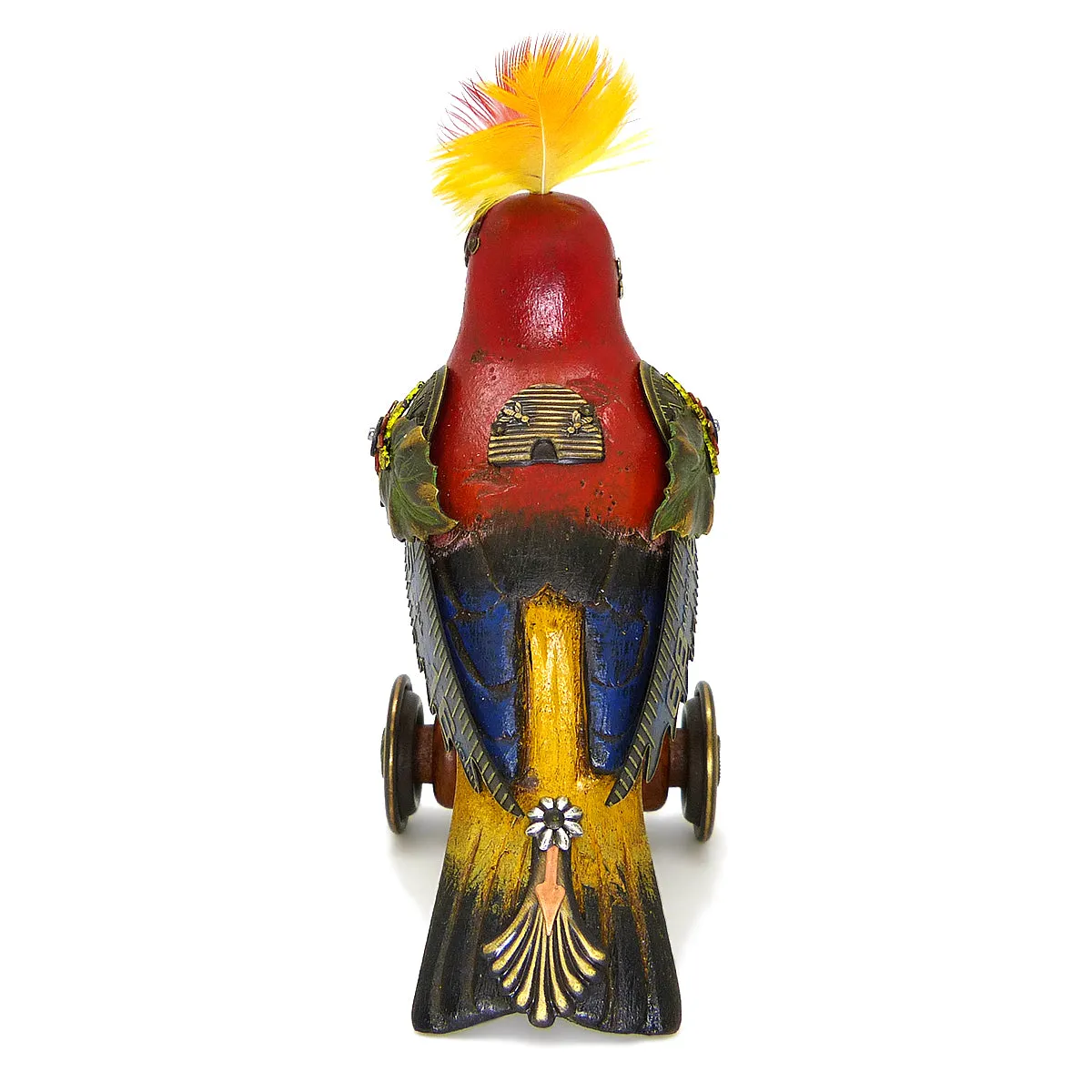 Mullanium Red Yellow Bird on Wheels Artists Jim Tori Mullan Steampunk Handmade