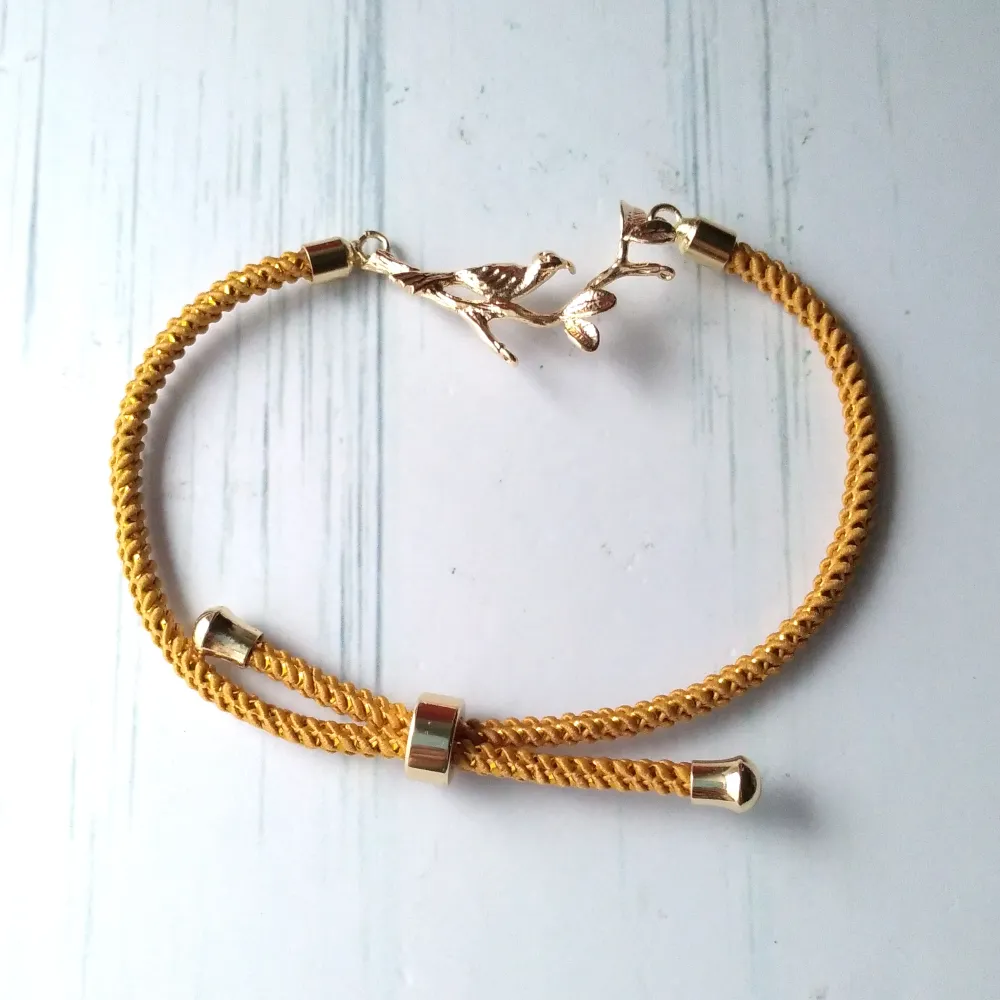 Olivia Bird on Branch Metallic Cord Slider Bracelet