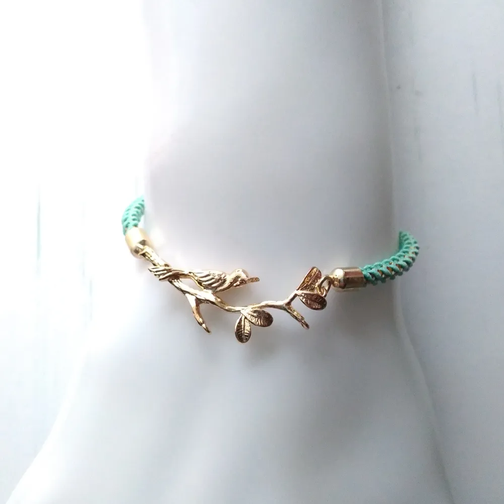 Olivia Bird on Branch Metallic Cord Slider Bracelet