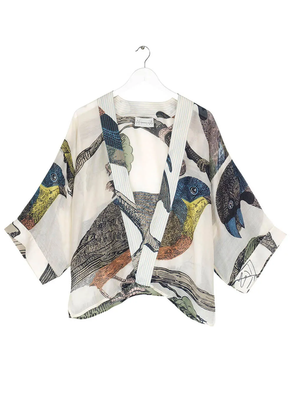 One Hundred Stars Bird Short Kimono Stone