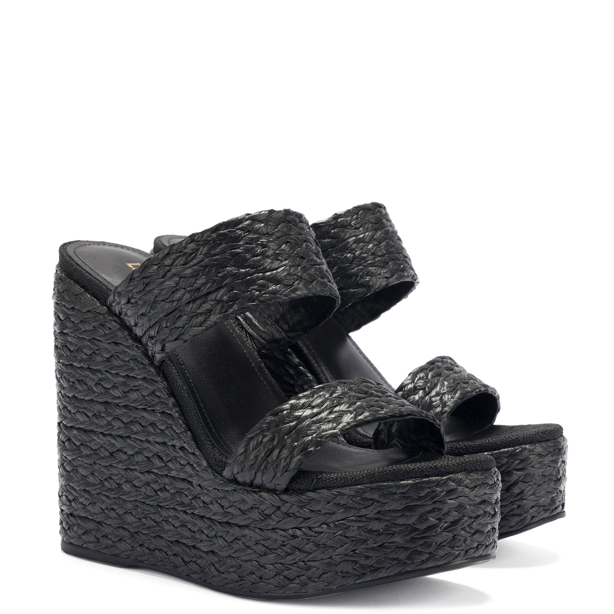 Pamela Wedge In Black Raffia