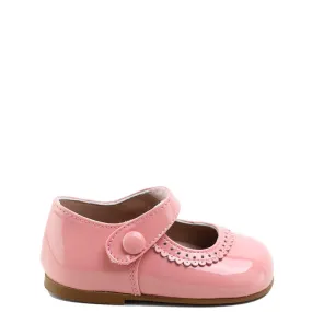 Papanatas Salmon Patent Scalloped Baby Shoe