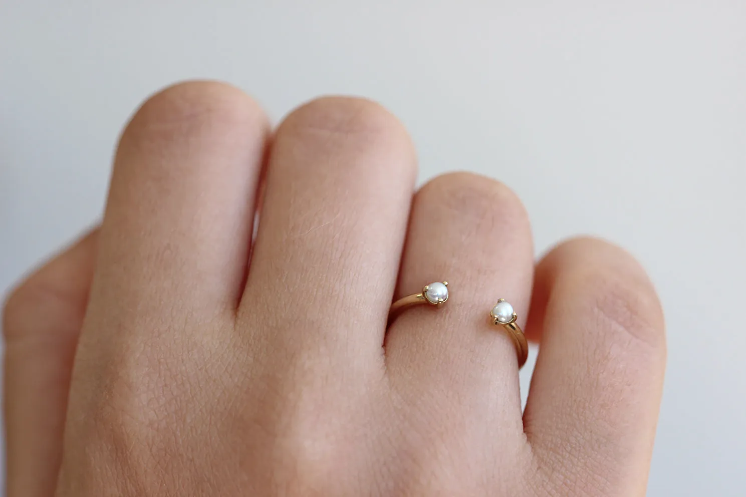 Pearl Wedding Ring - Open Wedding Ring - Seed Pearl Ring