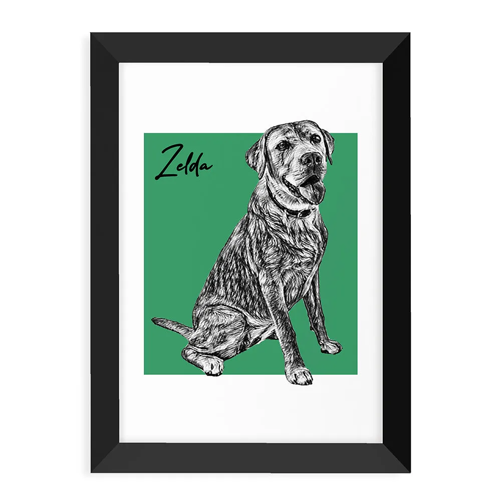 Personalised Pet Portrait Sketch Print