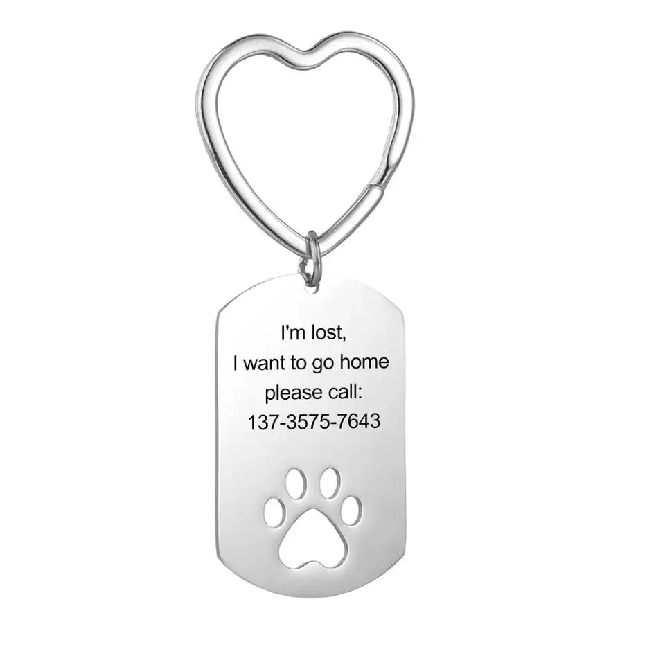 Personalized Dog Paw ID Keychain