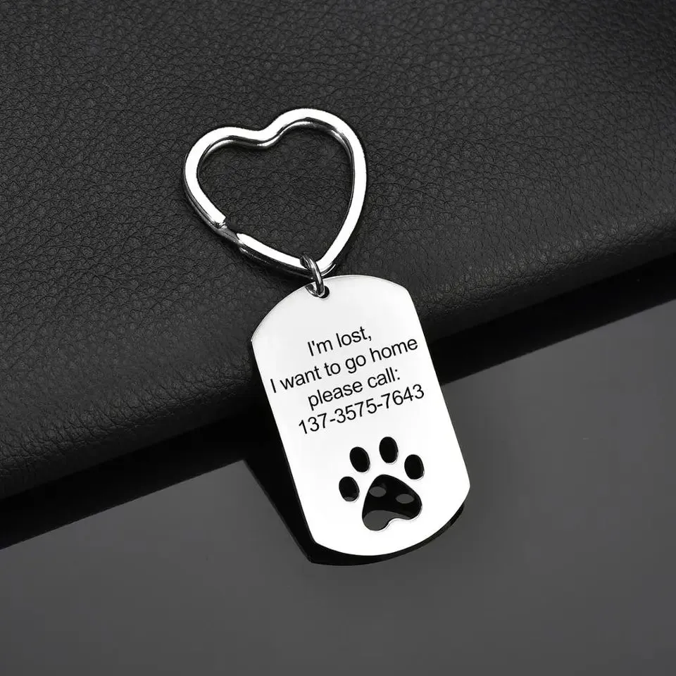 Personalized Dog Paw ID Keychain