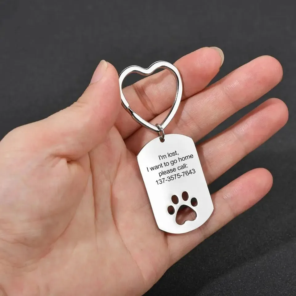 Personalized Dog Paw ID Keychain