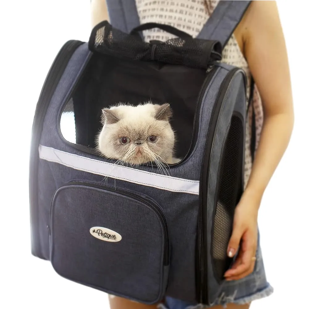 Petique Pet Backpacker, Pet Carrier for Small Size Pets, Ventilated Backpack Bag for Cats & Dogs  