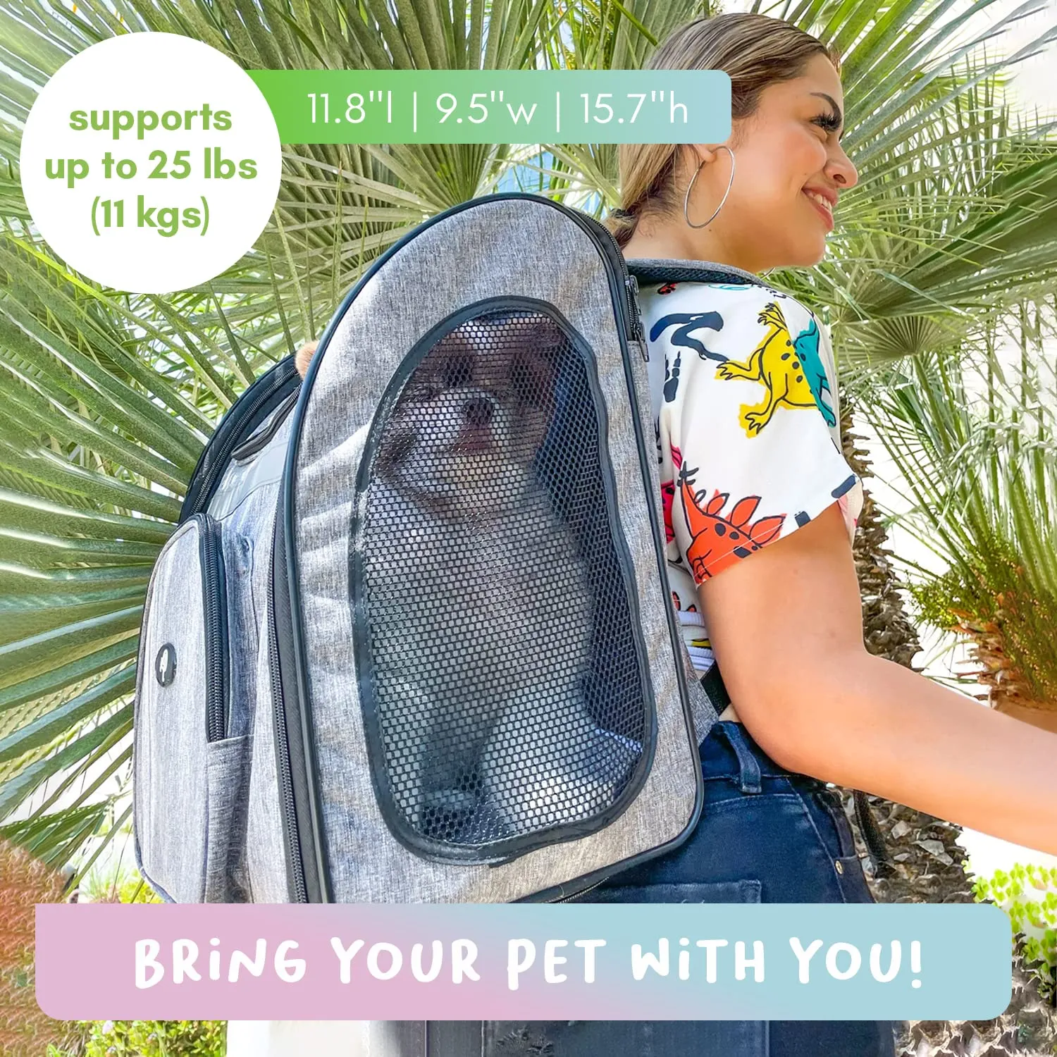 Petique Pet Backpacker, Pet Carrier for Small Size Pets, Ventilated Backpack Bag for Cats & Dogs  