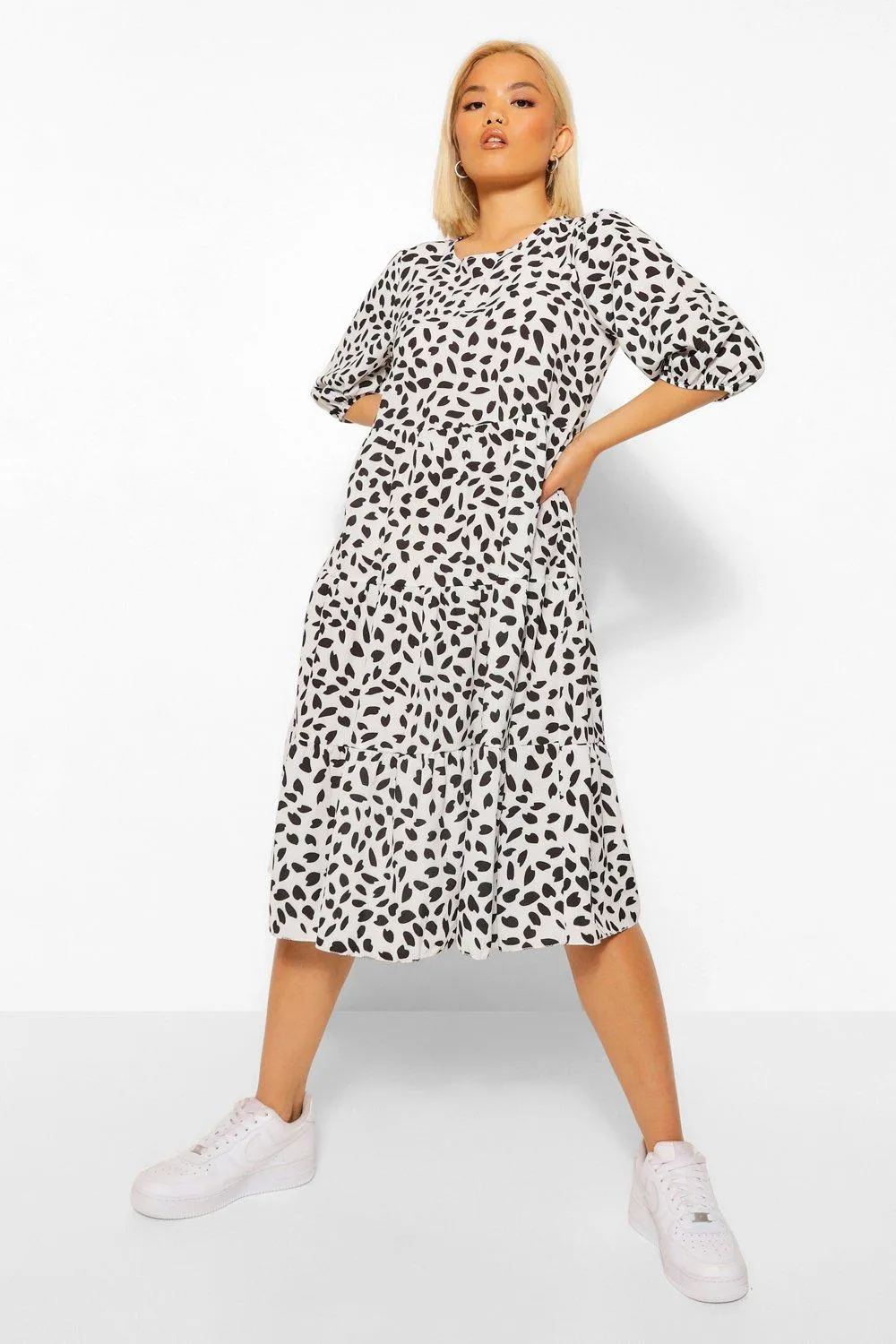 Petite Smudge Spot Woven Midi Dress