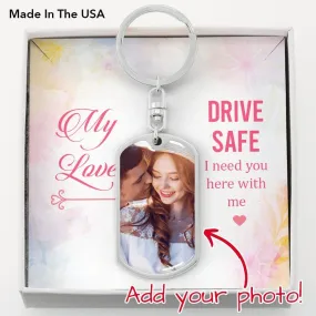 Photo Keychain with Personalized Dog Tag