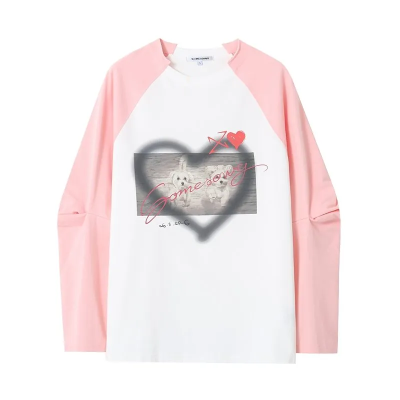 Pink Heart Puppy Print Shirt-