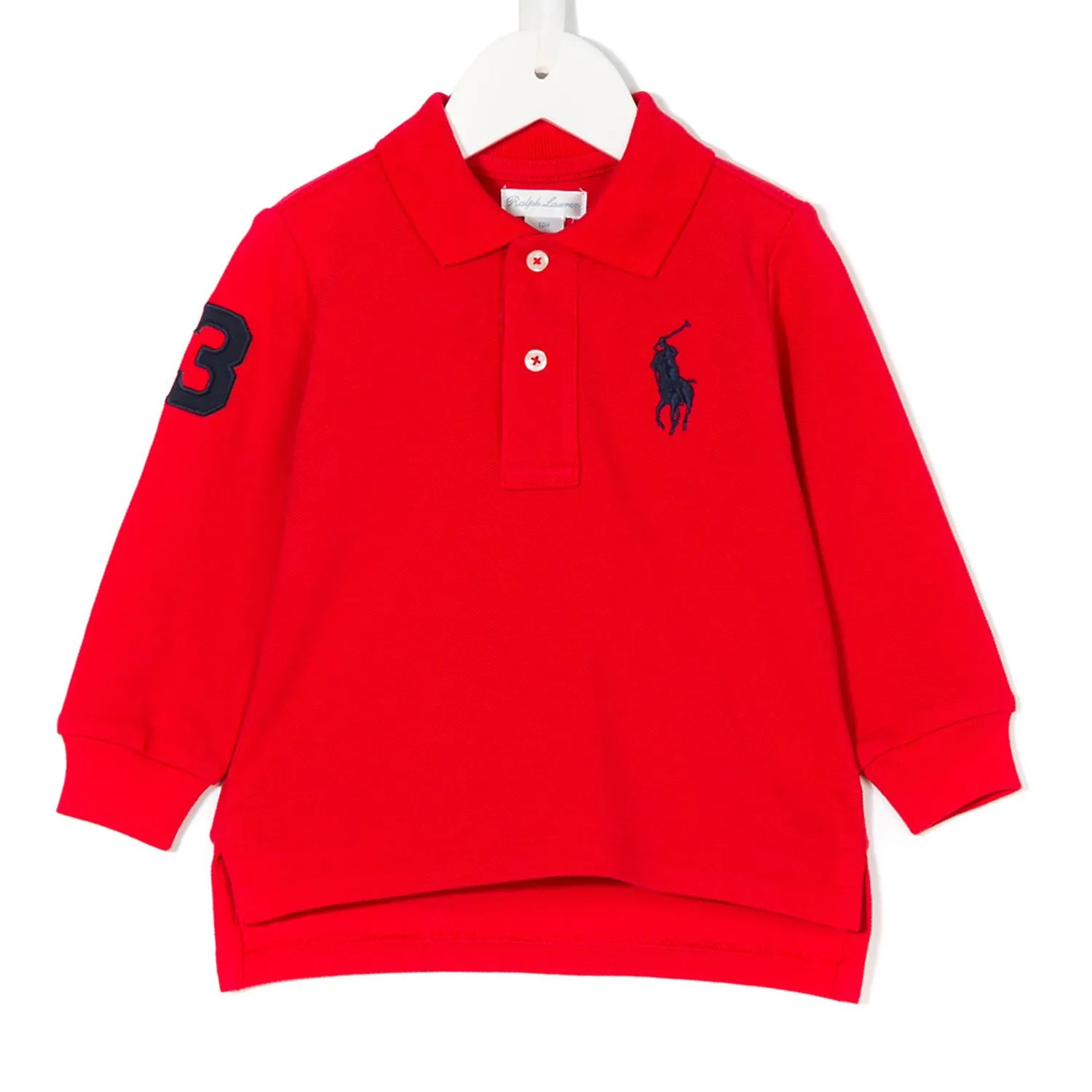 Ralph Lauren Big Pony Cotton Mesh Polo Boy Red Long Sleevs