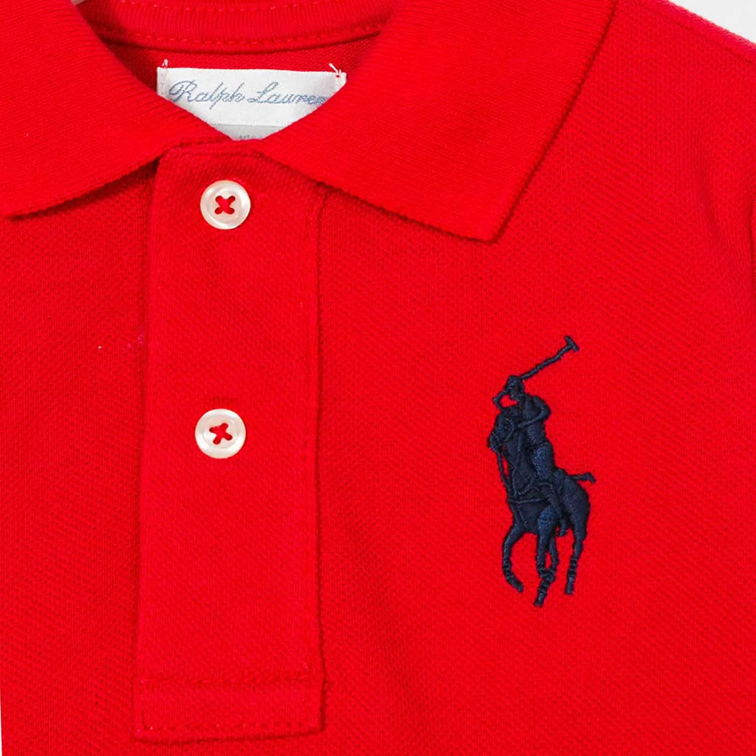 Ralph Lauren Big Pony Cotton Mesh Polo Boy Red Long Sleevs