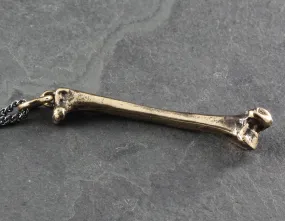 Raven Femur Bone Necklace - Bronze