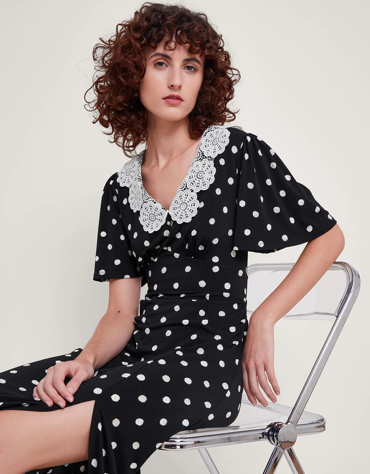 Sally Spot Maxi Dress Black