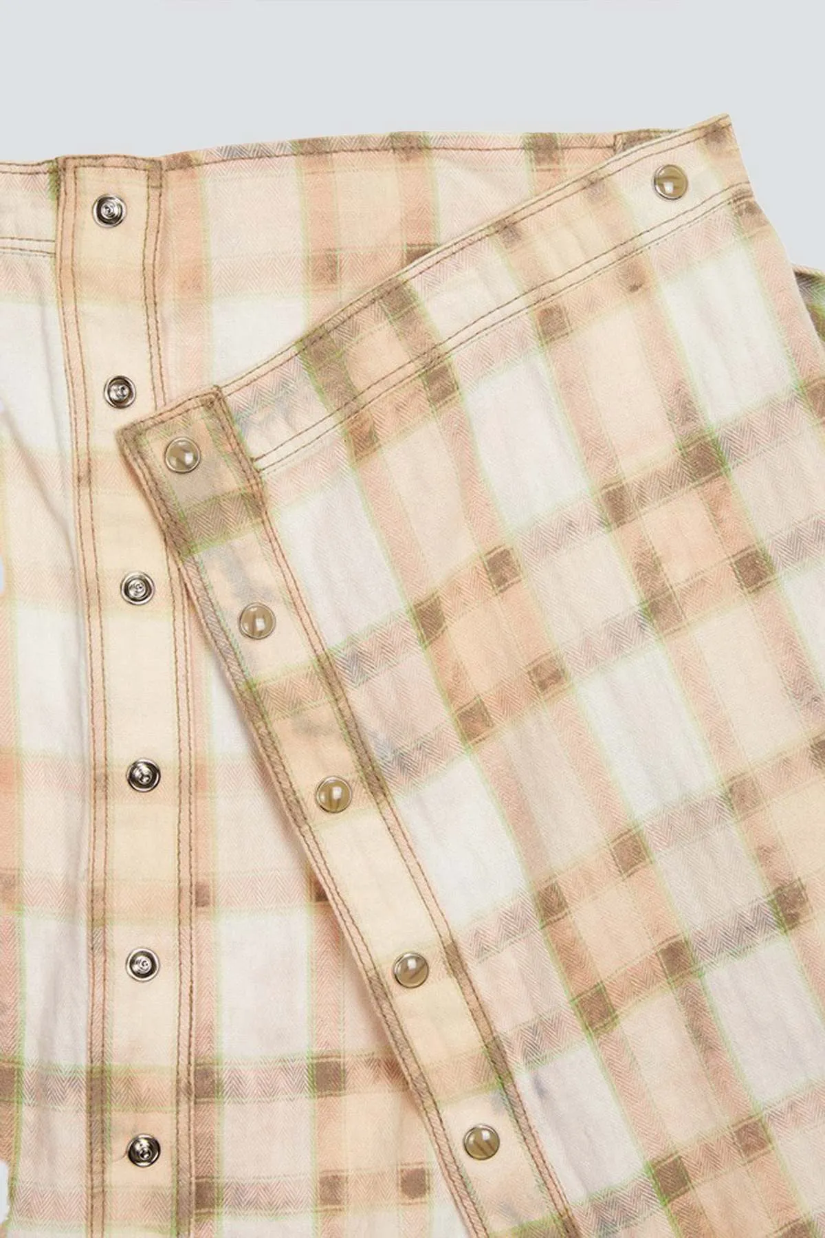 Salmon Faded Check Shirt Skirt - Check