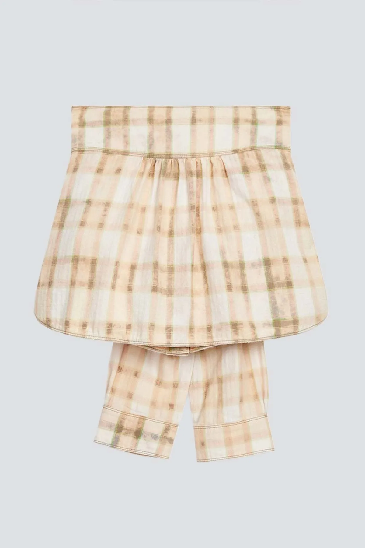 Salmon Faded Check Shirt Skirt - Check