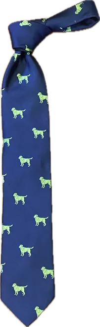 Seaward and Stearn Navy Tie With Neon Dogs 