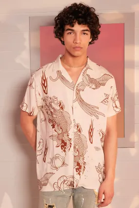 Short Sleeve Viscose Bird Shirt