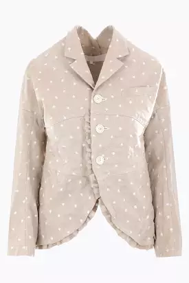 single-breasted floral embroidered linen jacket