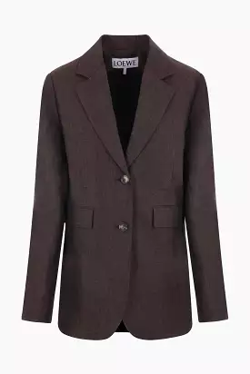 single-breasted linen tailored jacket