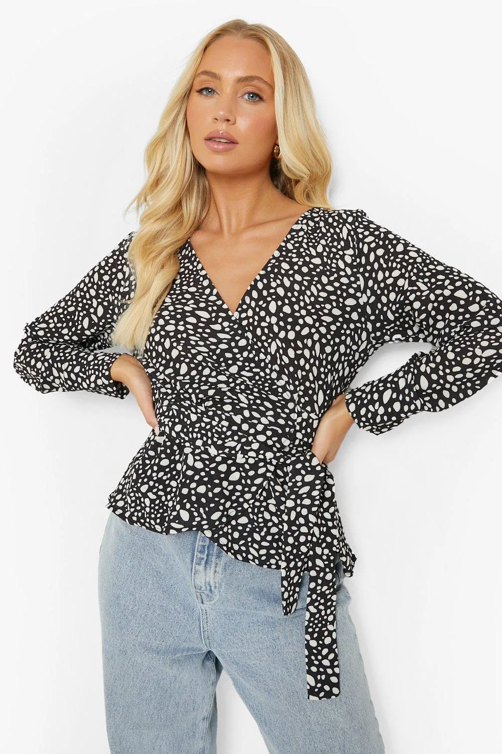 Smudge Spot Wrap Blouse