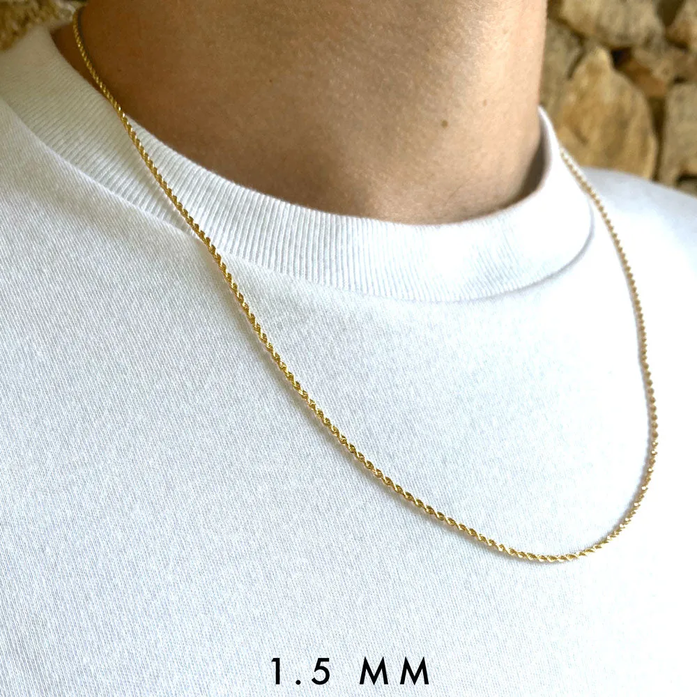 Solid Gold Rope Chain 1.5mm