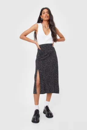 Spot My Baby Slit Midi Skirt