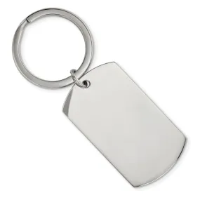 Stainless Steel Brushed & Polished Reversible Large Dog Tag Key Chain