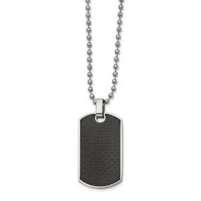 Stainless Steel, Carbon Fiber & Wood Reversible Dog Tag Necklace, 22in