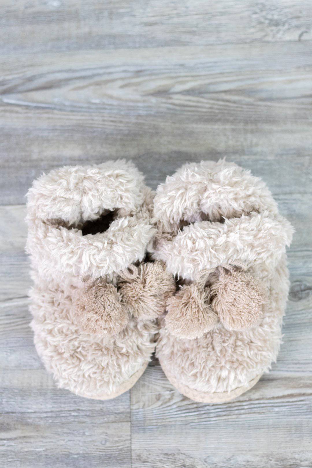 Taupe Cozy Faux Fur Slippers