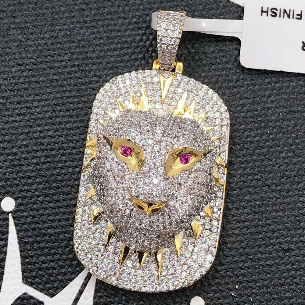 Tiger Dog Tag CZ Hip Hop Bling Bling Pendant