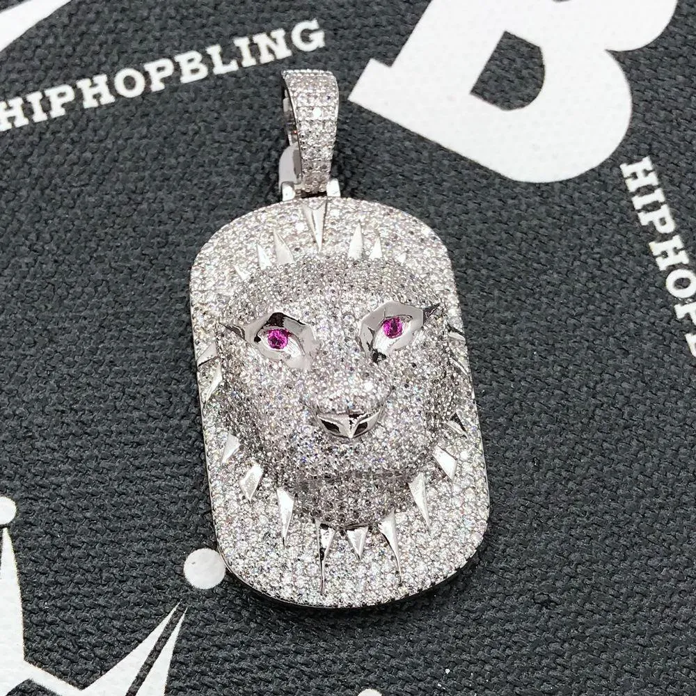 Tiger Dog Tag CZ Hip Hop Bling Bling Pendant