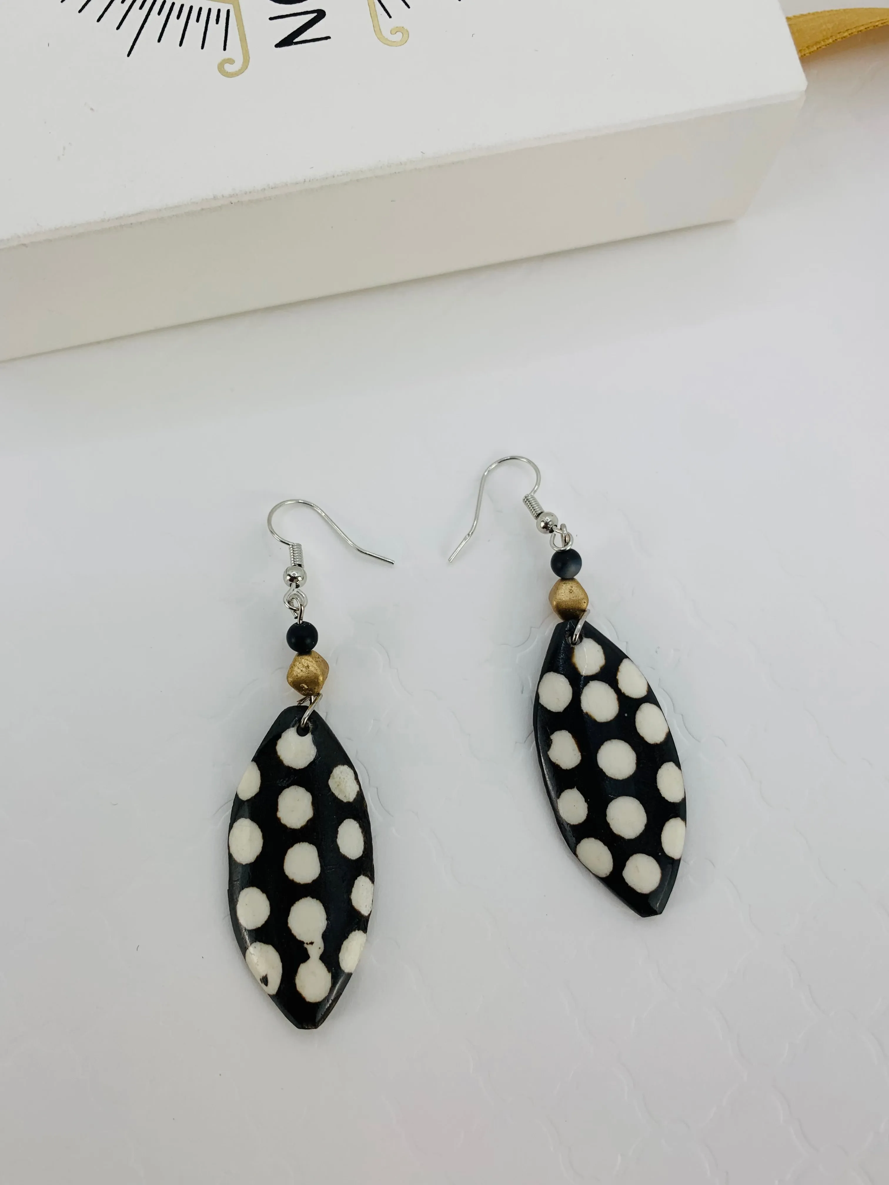 Tribal Shield Yak Bone Earrings